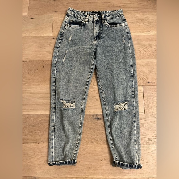 Dark blue washed jeans with rips - Picture 4 of 4